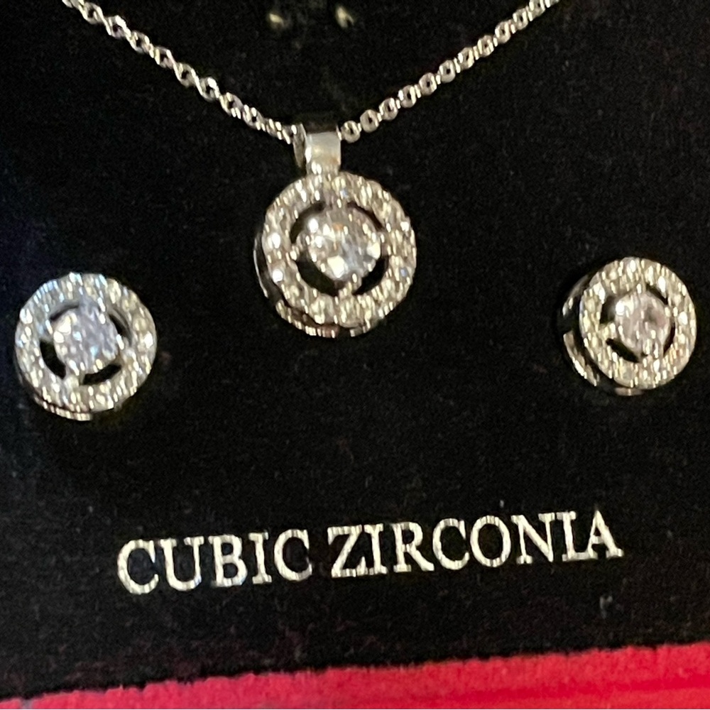 Danecraft cubic zirconia and silver plated jewelry set